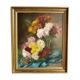 Ancient painting, dead nature with dahlias, signed, dated, late 19th century