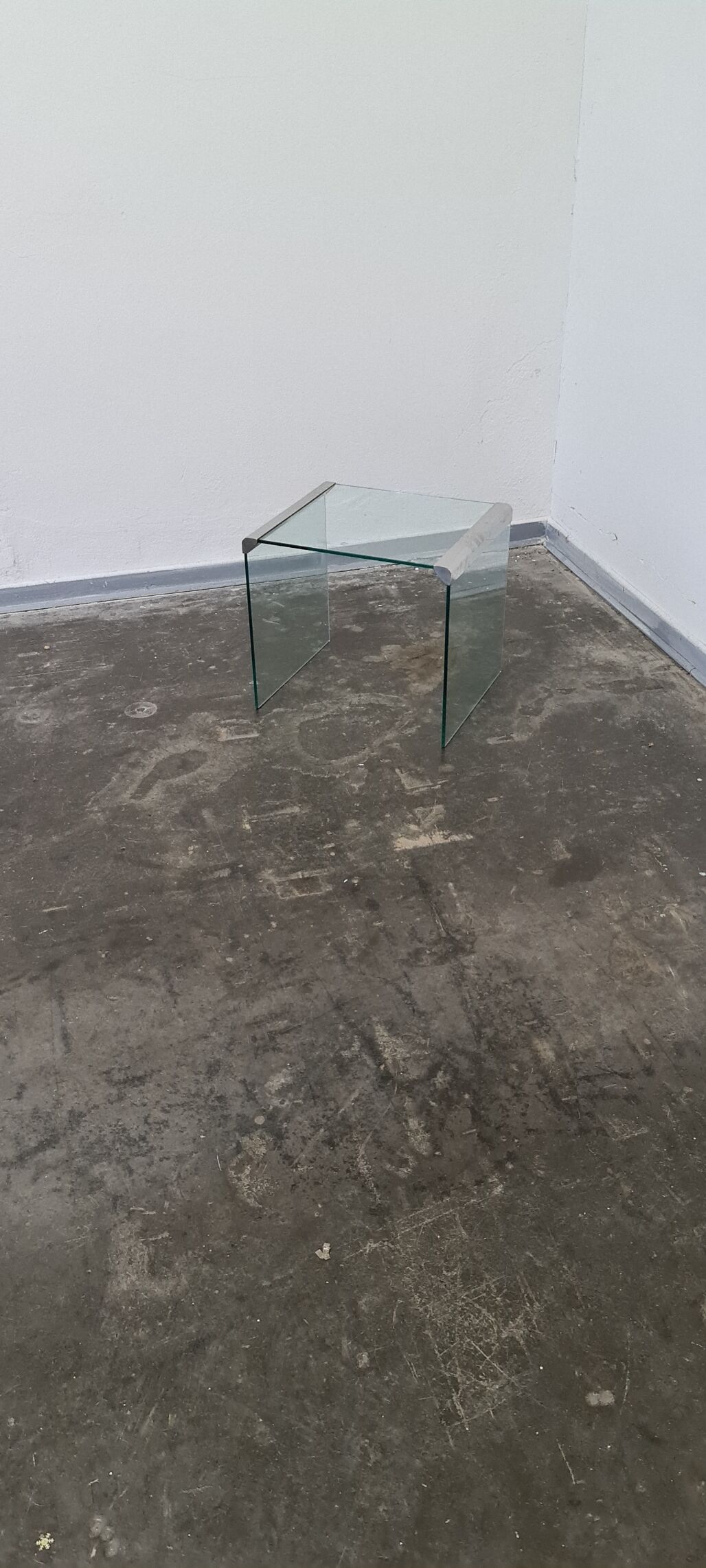 Vintage glass and metal side table