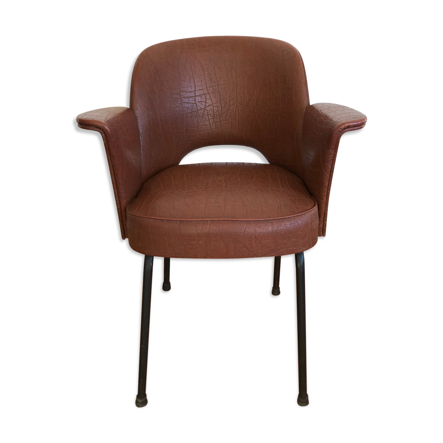 Fauteuil 1960 simili cuir imitation croco