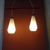 Suspension scandinave en verre opale teck