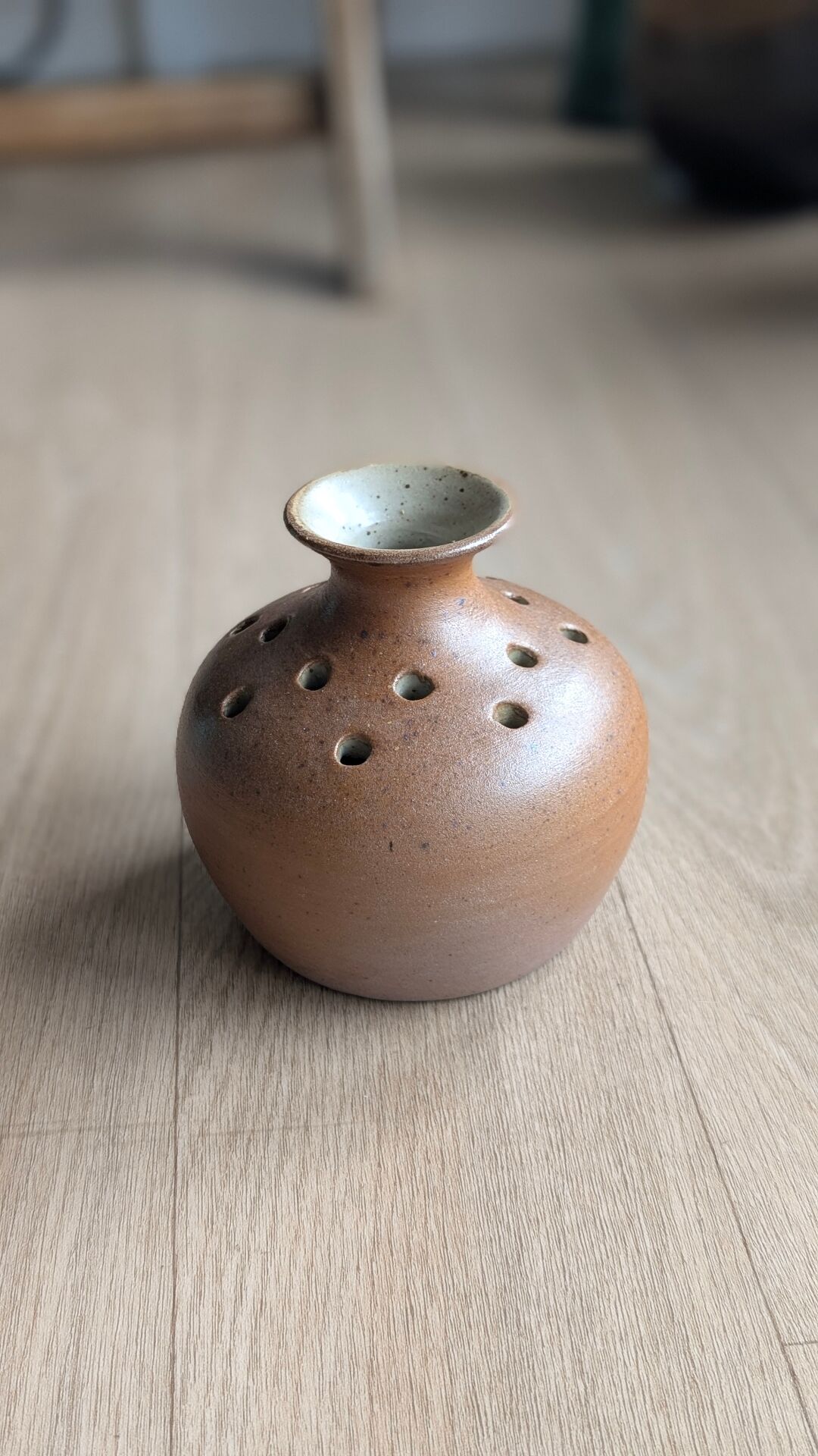 Vintage flower vase in stoneware from Puisaye – Signed Georges Robin