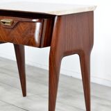 Set of 2 italian midcentury rosewood, carrara marble and brass bedside tables / cabinets. vintage