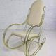 60s rocking chair in brass and ecru imitation leather