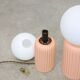 Vintage Italian Ceramic Table Lamps in Salmon Ceramic and Opaline, set of 2