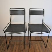 Paire de chaises acier métal perforé design années 80