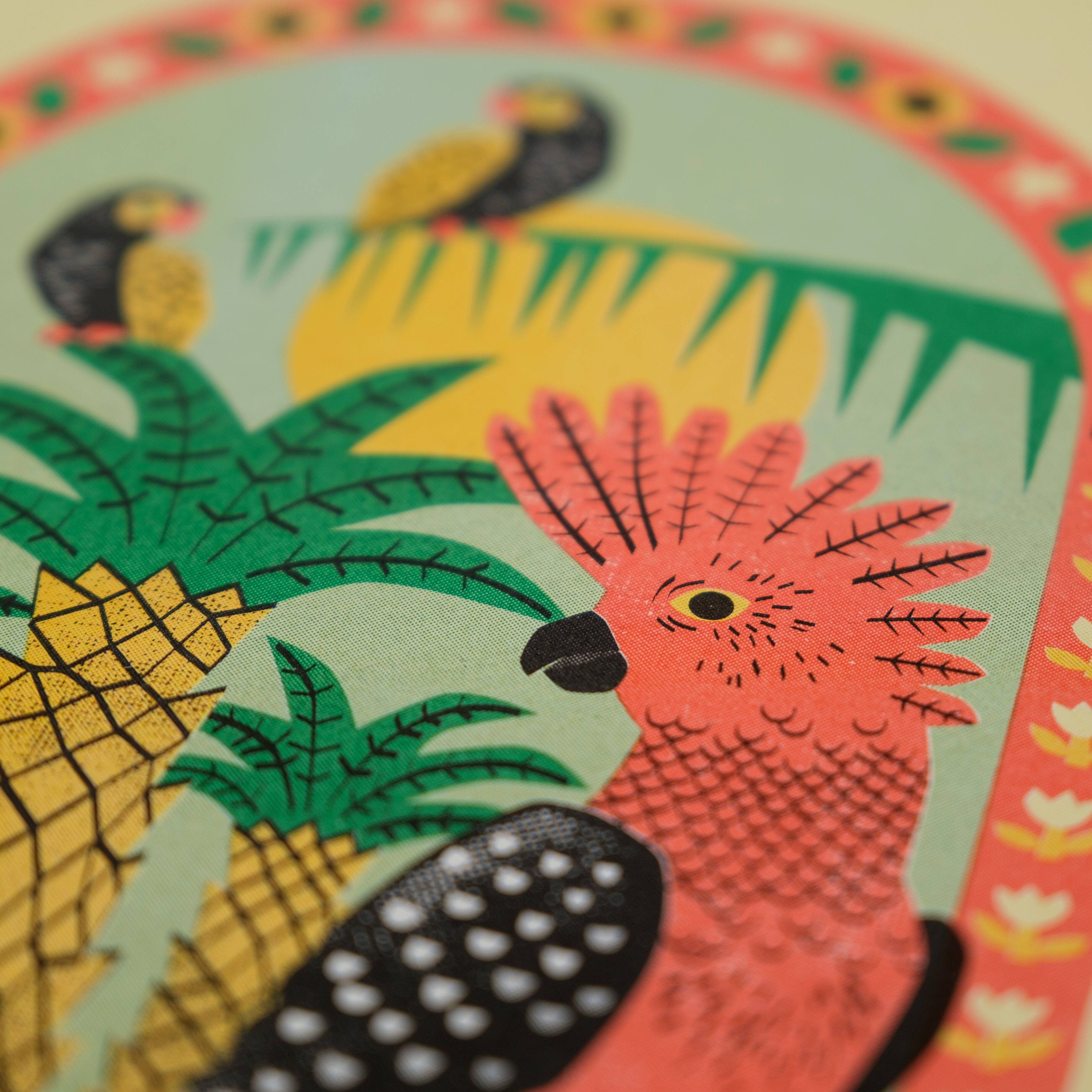 Parrot poster printed in risography