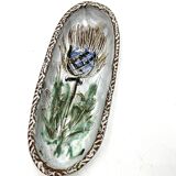 Ceramic ramekin dish vallauris Albert Thiry decor with thistle