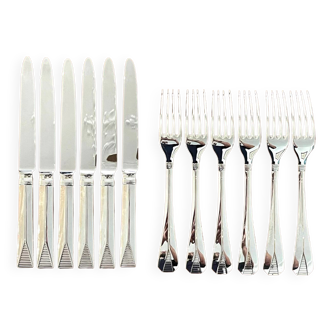 Christofle Atlantide, cutlery for entremet, dessert, cheese. Art Deco