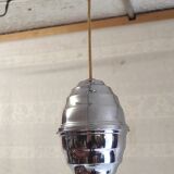 Art Deco suspension in chrome metal and opaline globe - mid 20th century