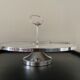 Marble cheese platter and silver metal 1970