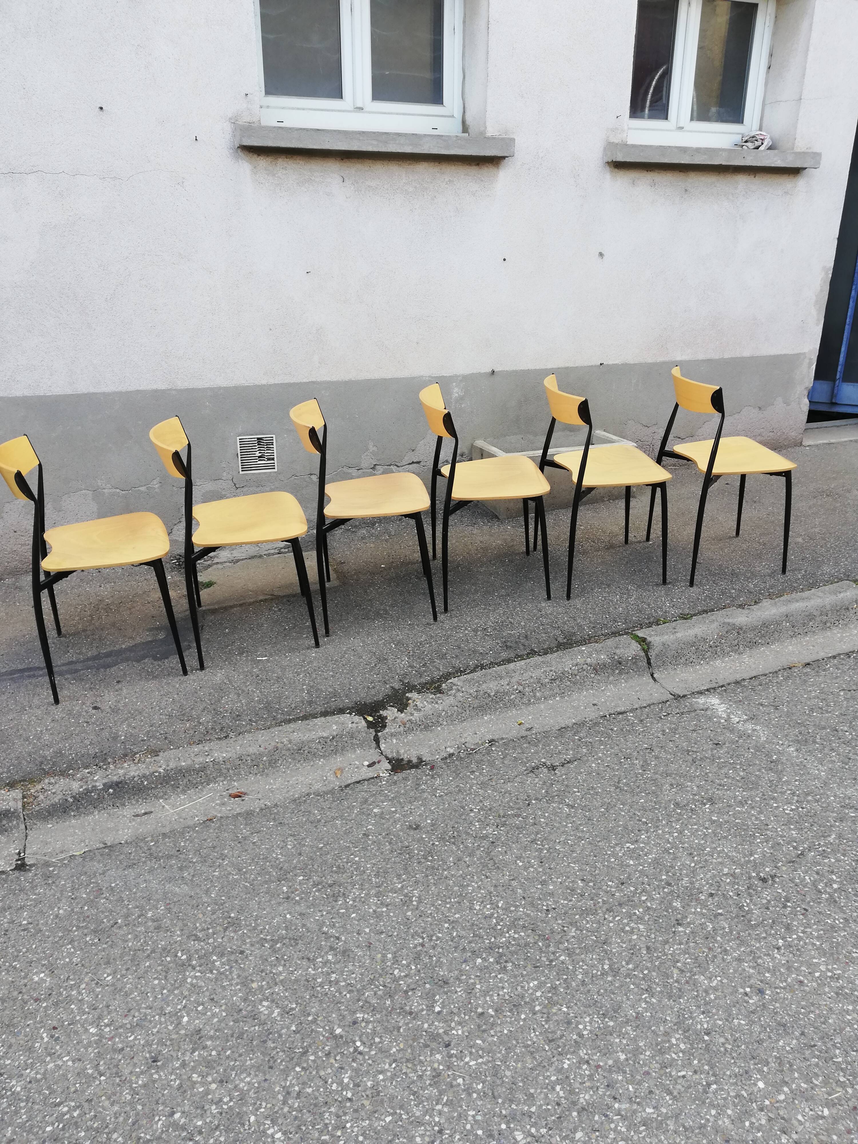 Set de 6 chaises vintage métal et bois