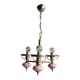 Petit lustre rose et doré à 3 bras de lumières