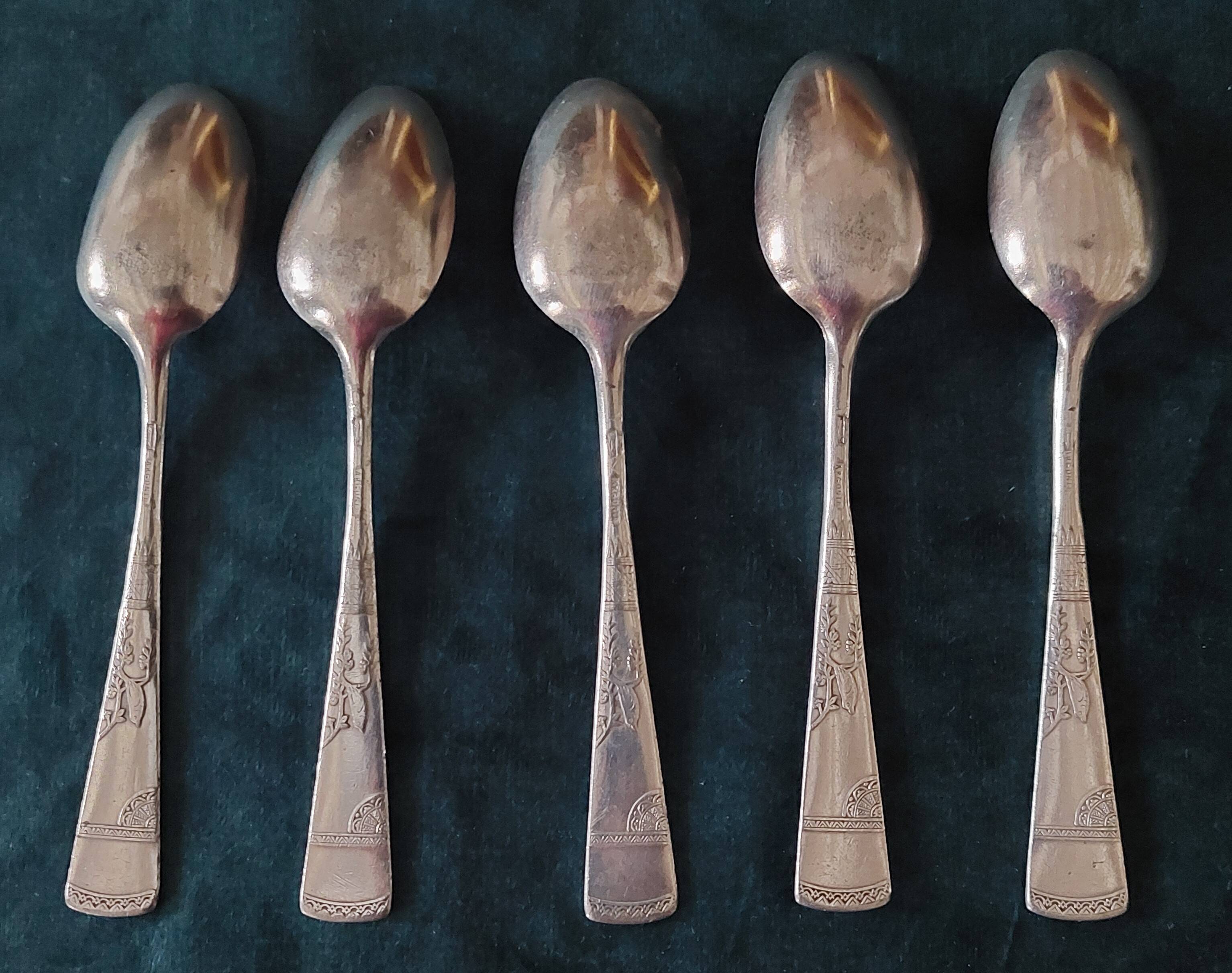 Silver-plated metal spoons, Argonid Booth & Haydens, 1879