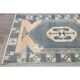 1970s Turkish Oushak Handmade Wool Cotton Green Runner Rug 112x574