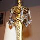 France Vintage - Antique Brass Chandelier with Tassels and Lampshades