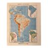 Ancienne carte d'Amérique du Sud (physique) - 1940