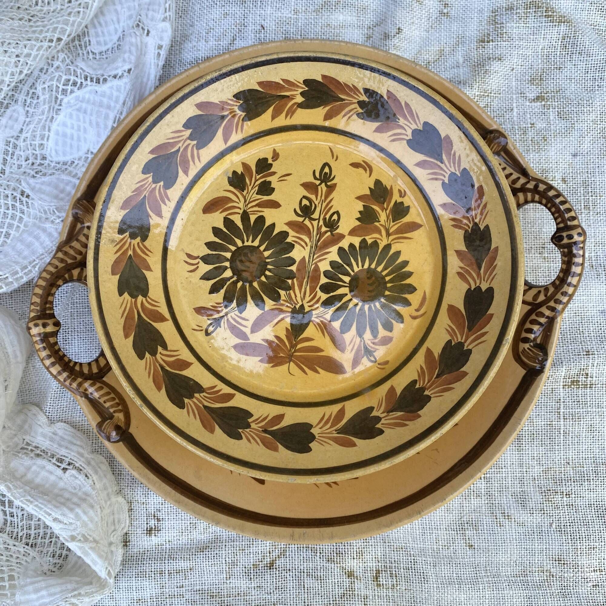 HB Quimper plates, hand-painted dessert service