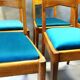 Suite de 6 chaises années 40-50 chêne et velour bleu