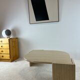 Coffee table Roche Bobois "eye" in travertine, 1970