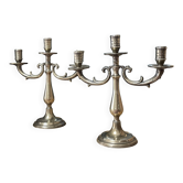 Pair of solid brass candelabra with 3 branches