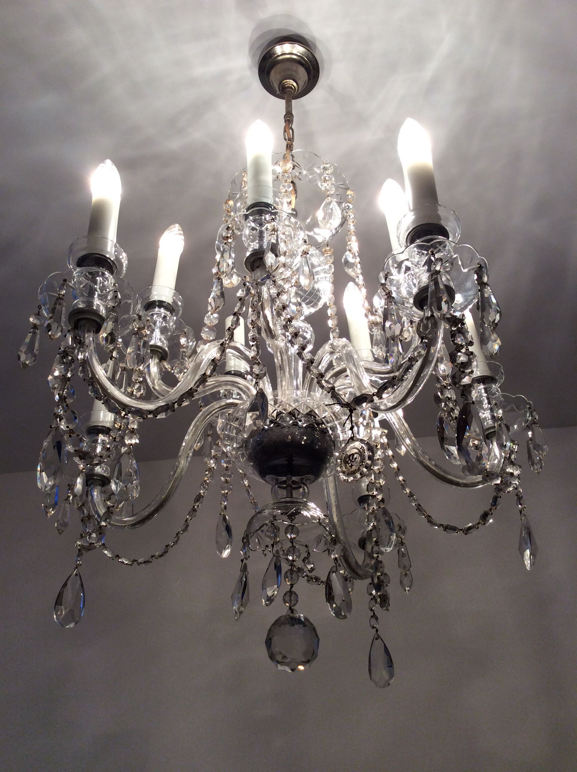 Old bohemian crystal chandelier for Deknudt