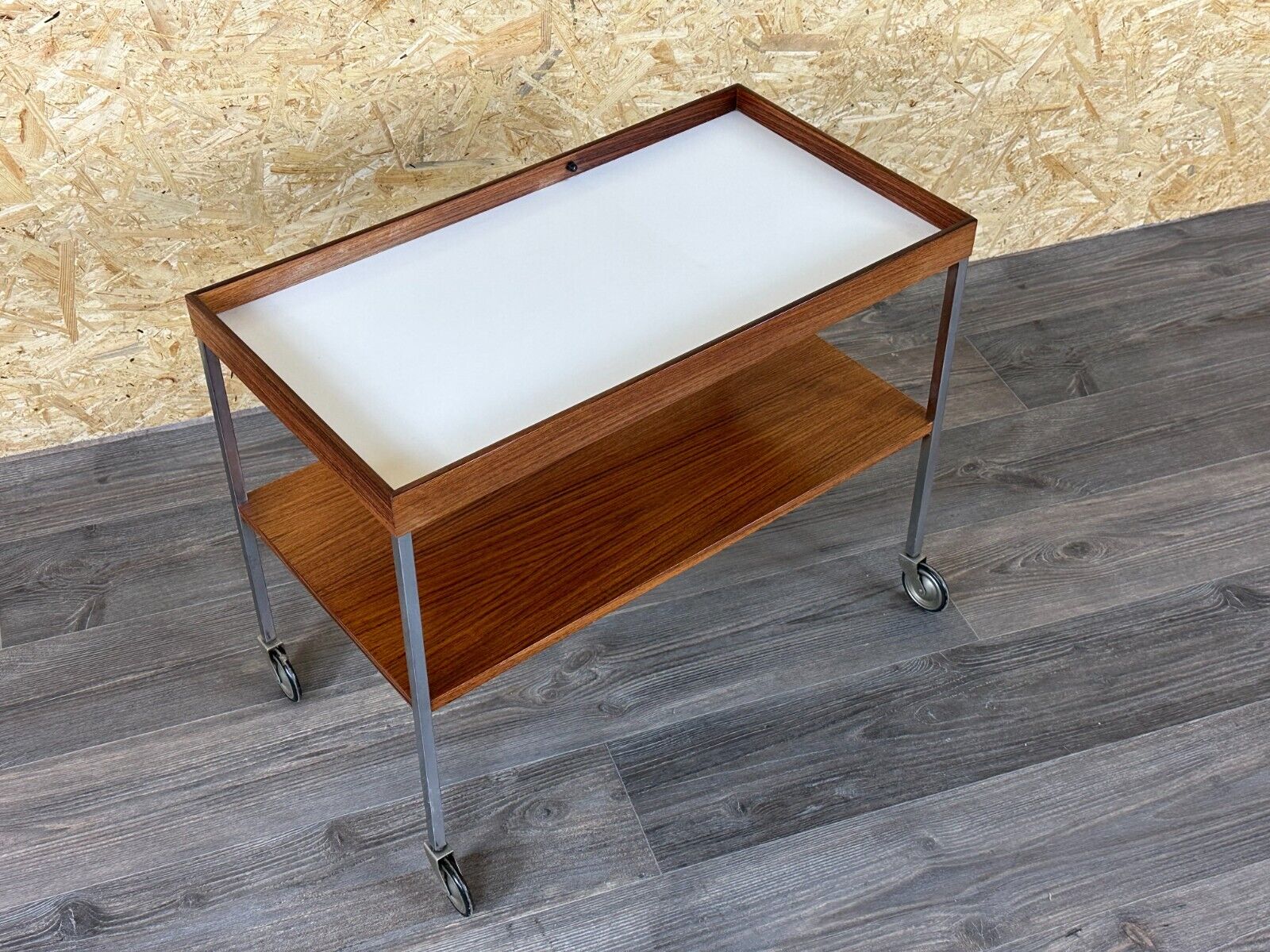 1960s 1970s serving trolley walnut teak Walter Wirz for Wilhelm Renz Design