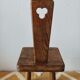 Brutalist stool with backrest in solid oak, origin Netherlands