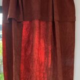 Nappe drap rideau lin ancien brodé main teint