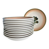 set of 6 floral deep plates gien - vintage fleur ka plate set