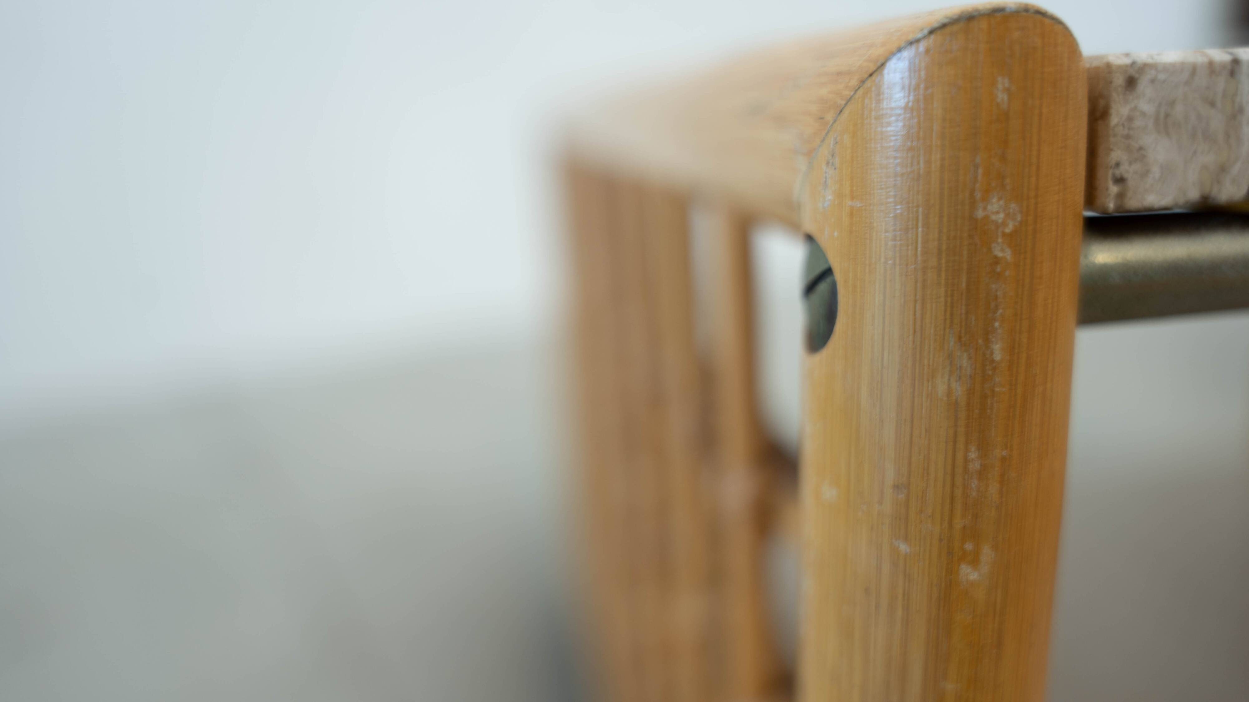 Travertine and rattan coffee table