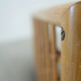 Travertine and rattan coffee table