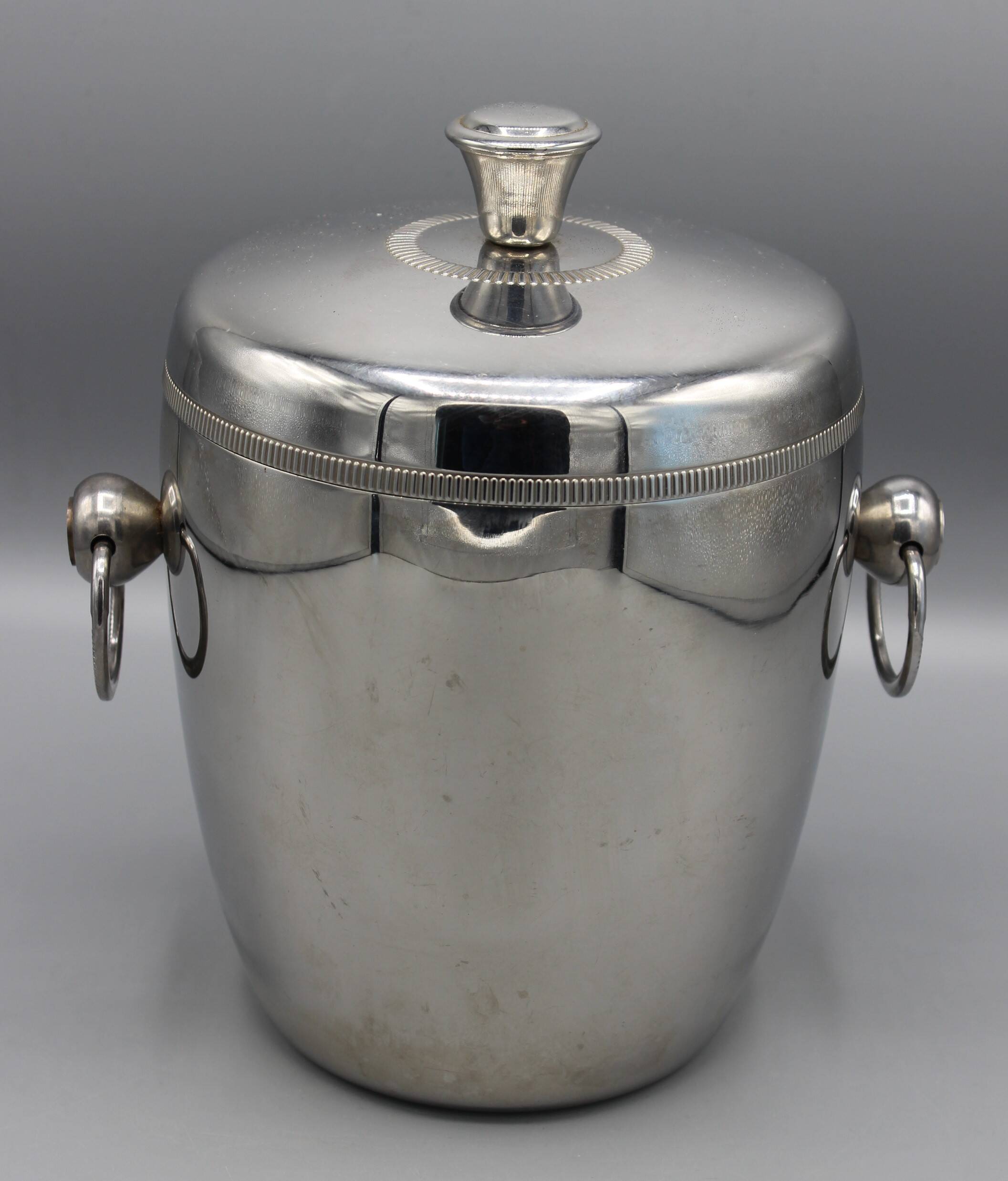 Stainless steel and plastic ice bucket - vintage 70