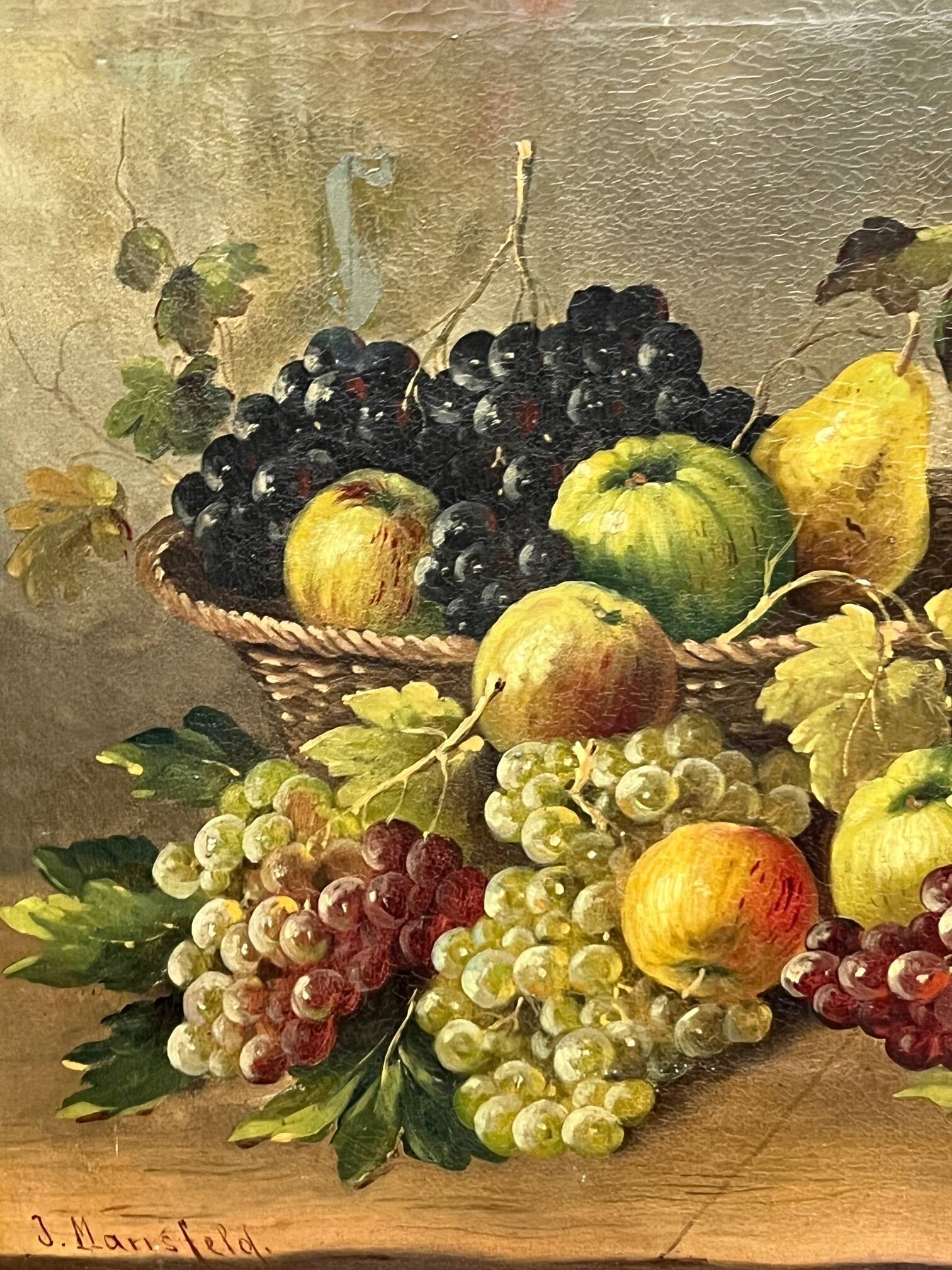 Josef Mansfeld (1819-1894). Still life with flowers and fruit.