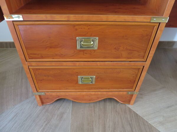 Elégant bureau Gautier fonctionnel-Large plateau à rabats-2 tiroirs-Tablette coulissante-années 90