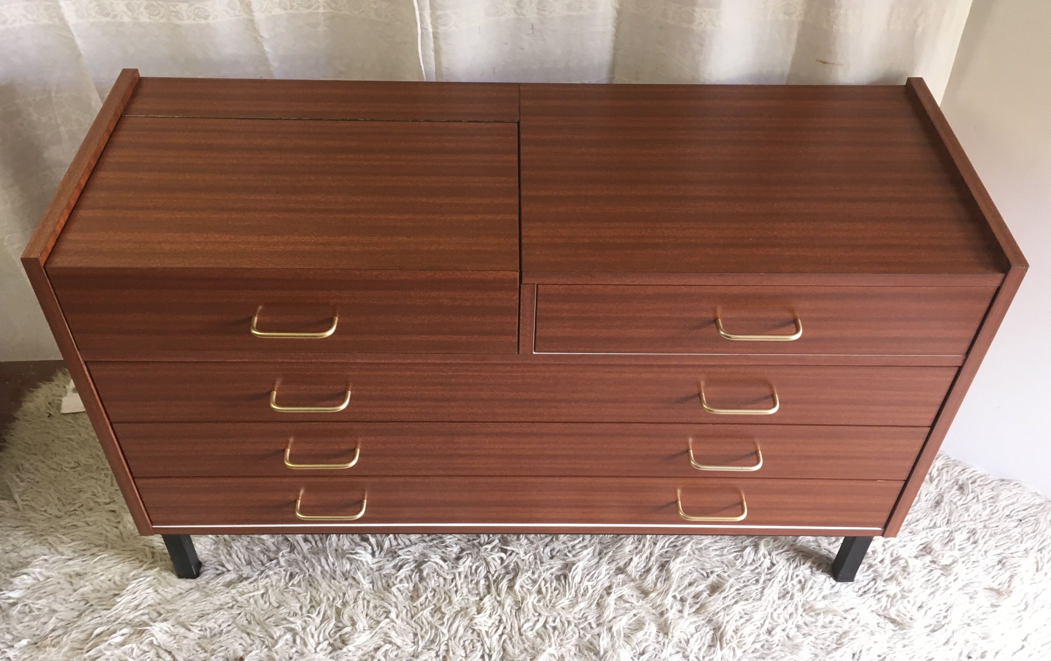 Commode coiffeuse style moderniste années 70