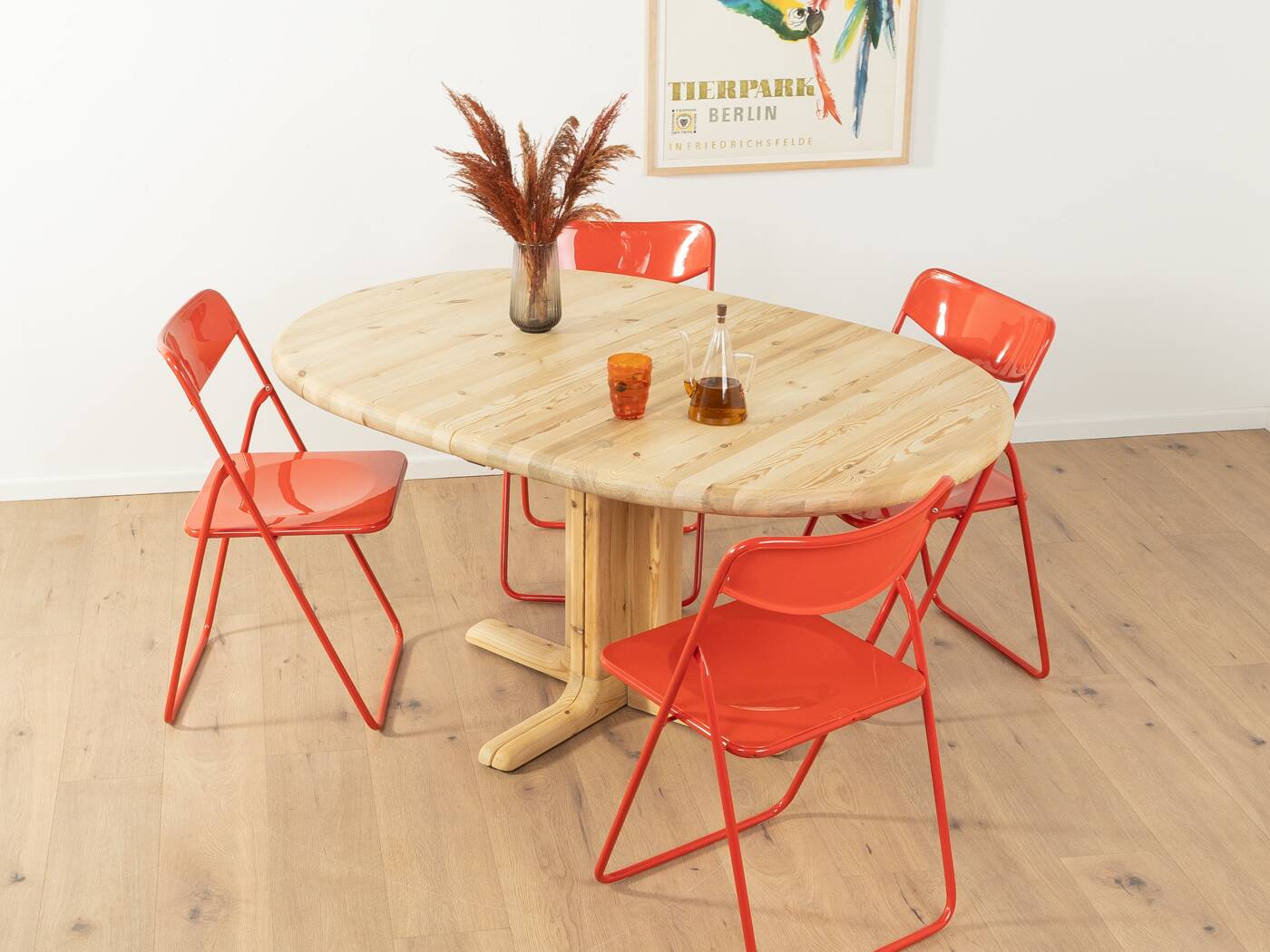 Dining table from the 1980s, solid bleached pine