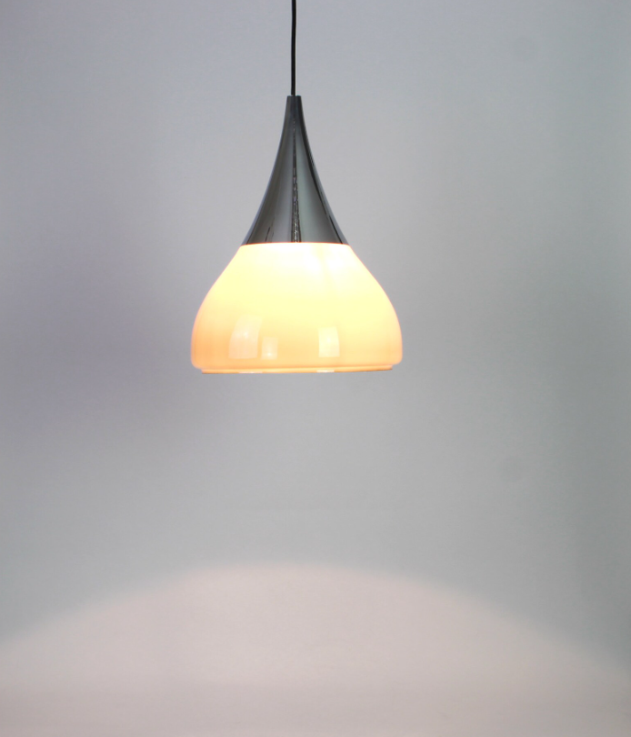 Iced brown opaline glass pendant lamp