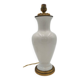 Pied de lampe ancien en céramique et bronze