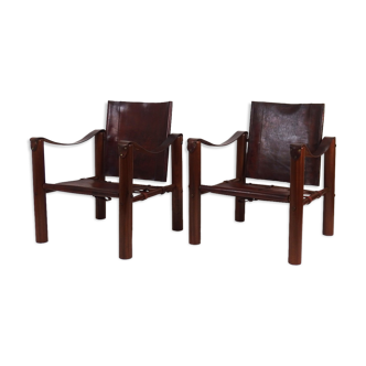 Pair of Art Deco safari chairs