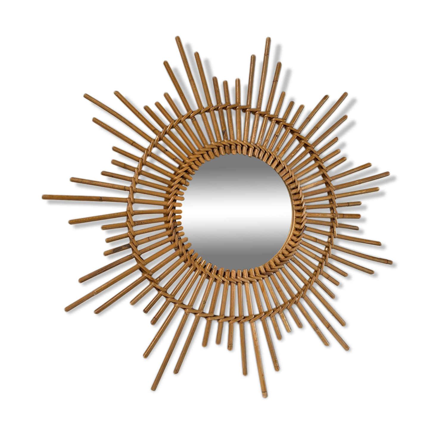 Vintage rattan sun mirror