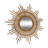 Vintage rattan sun mirror