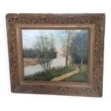 1 framed oil painting on canvas signed peron