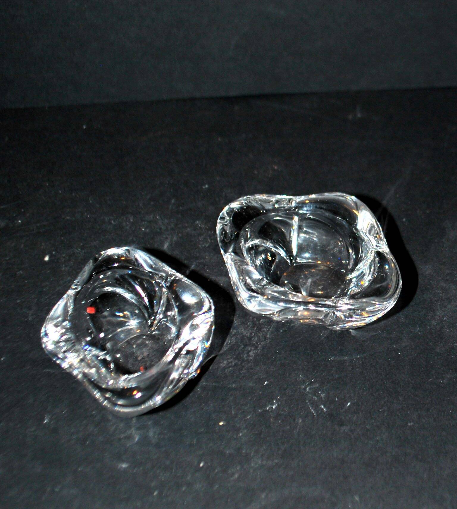 Bayel modernist design crystal salt cellars - vintage salt cellars