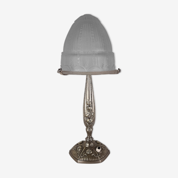 Lampe d'époque art deco signé muller frères h 40cm