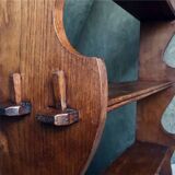 Brutalist shelf with dowels in solid oak