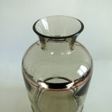 Vase smoked blown glass silver border 50/60