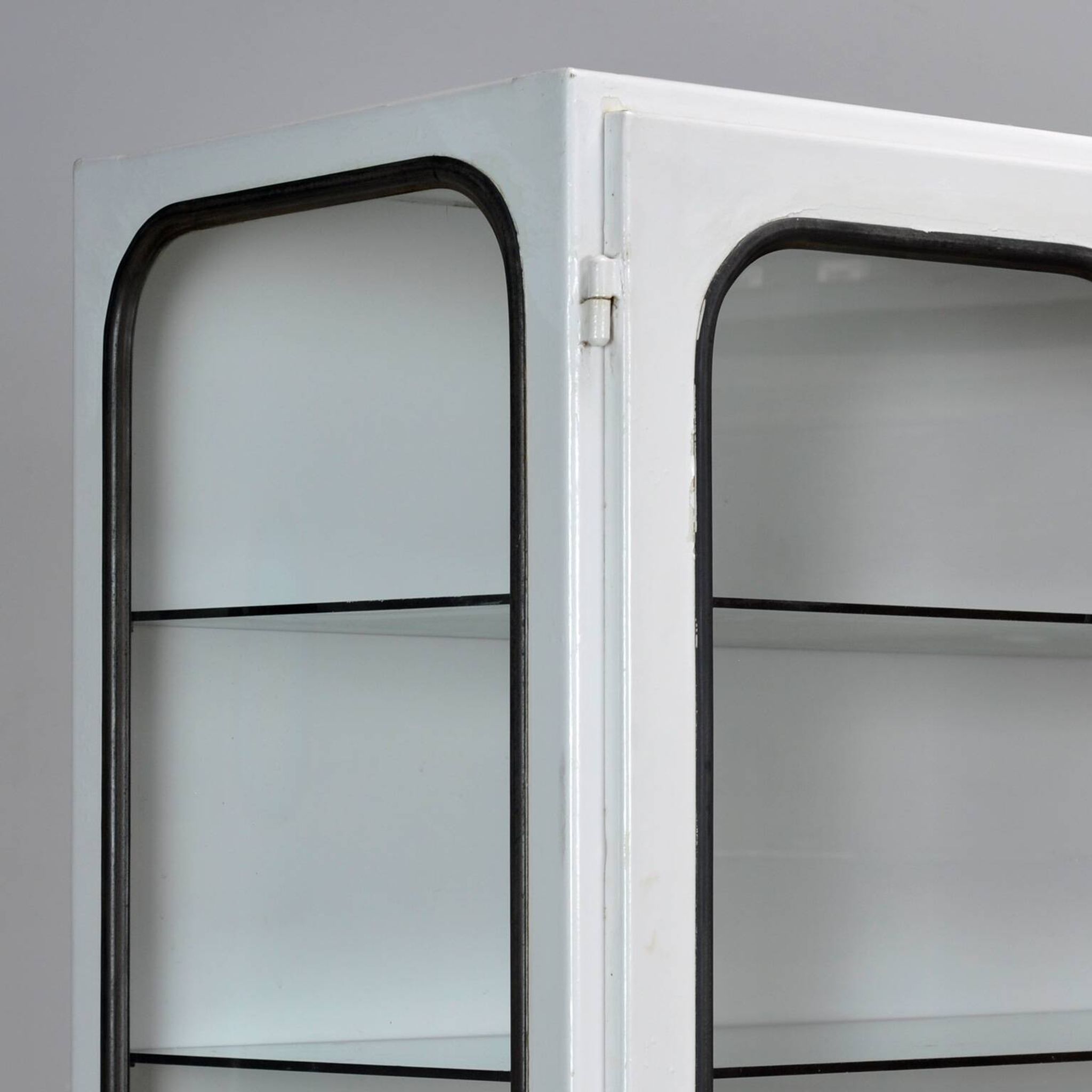Vintage iron and glass medical cabinet, 1970s