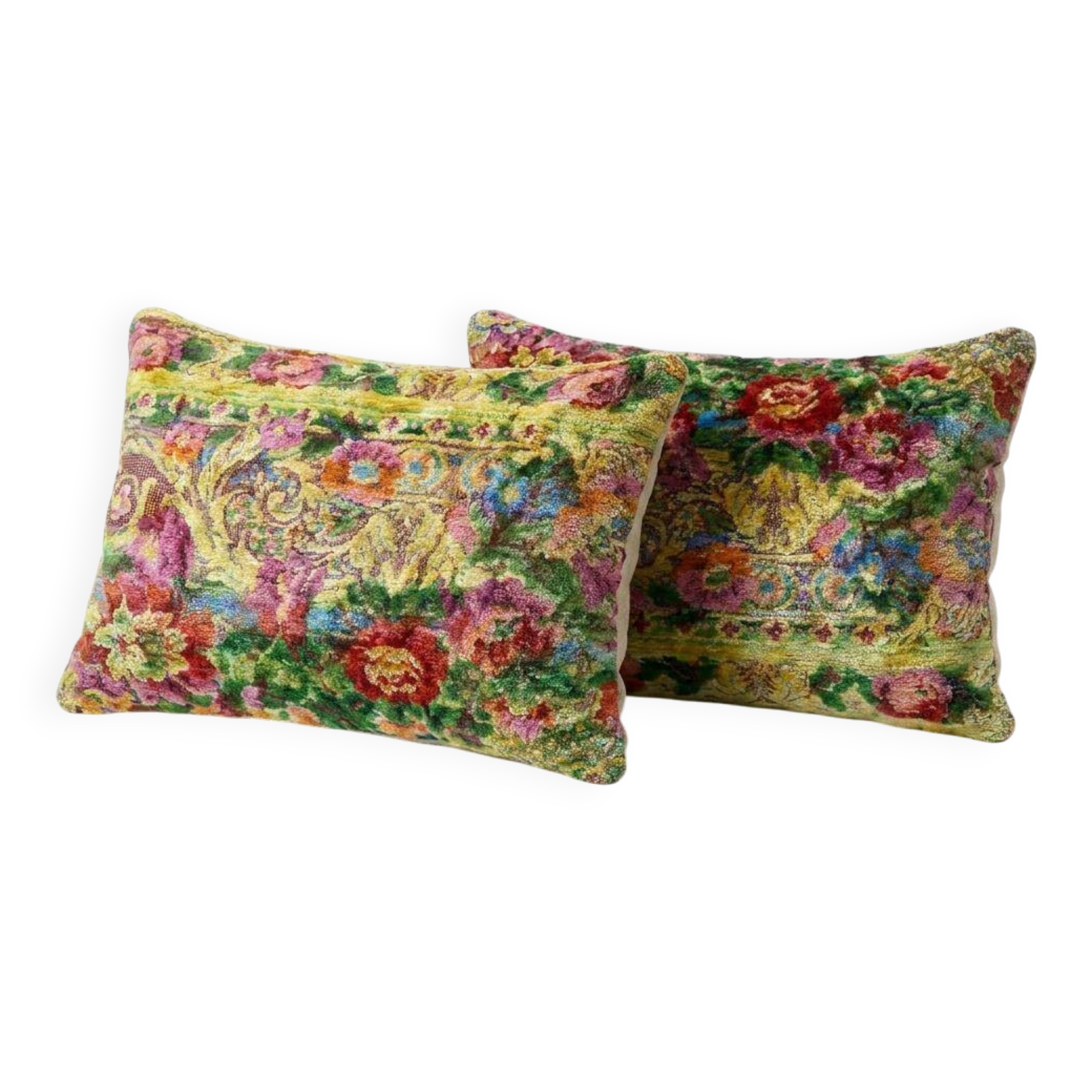 Set of 2 vintage velvet cushion covers 41x61 cm