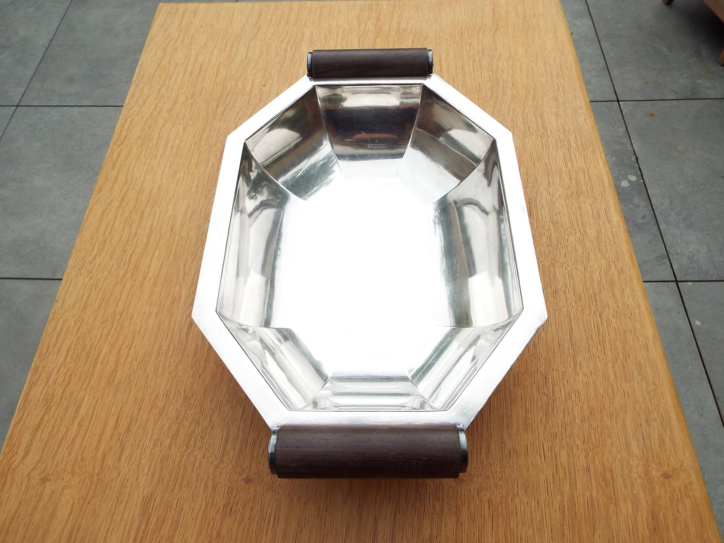 Art deco style stainless steel dish