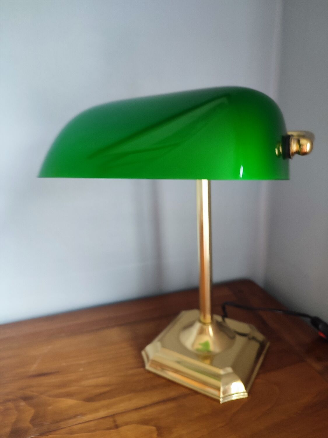 Lampe banquier en laiton et verre vintage